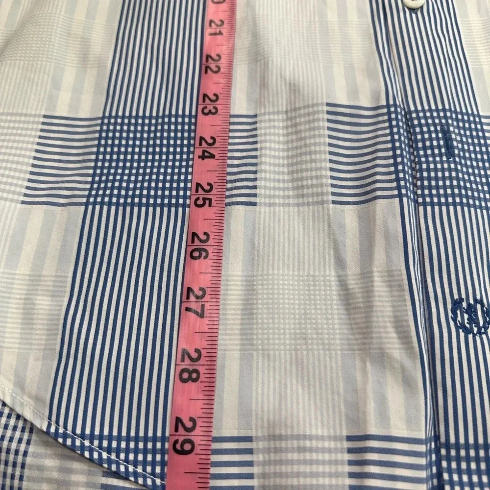 Bugatchi Men’s XL LS Dress Shirt - 100% cotton Blue/White Plaid Pattern